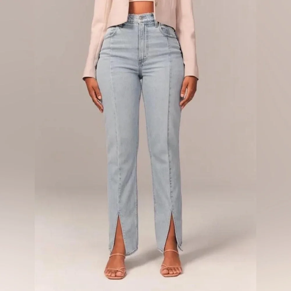 Abercrombie High Rise Skinny Seam Front Split Hem Jeans 29 8L